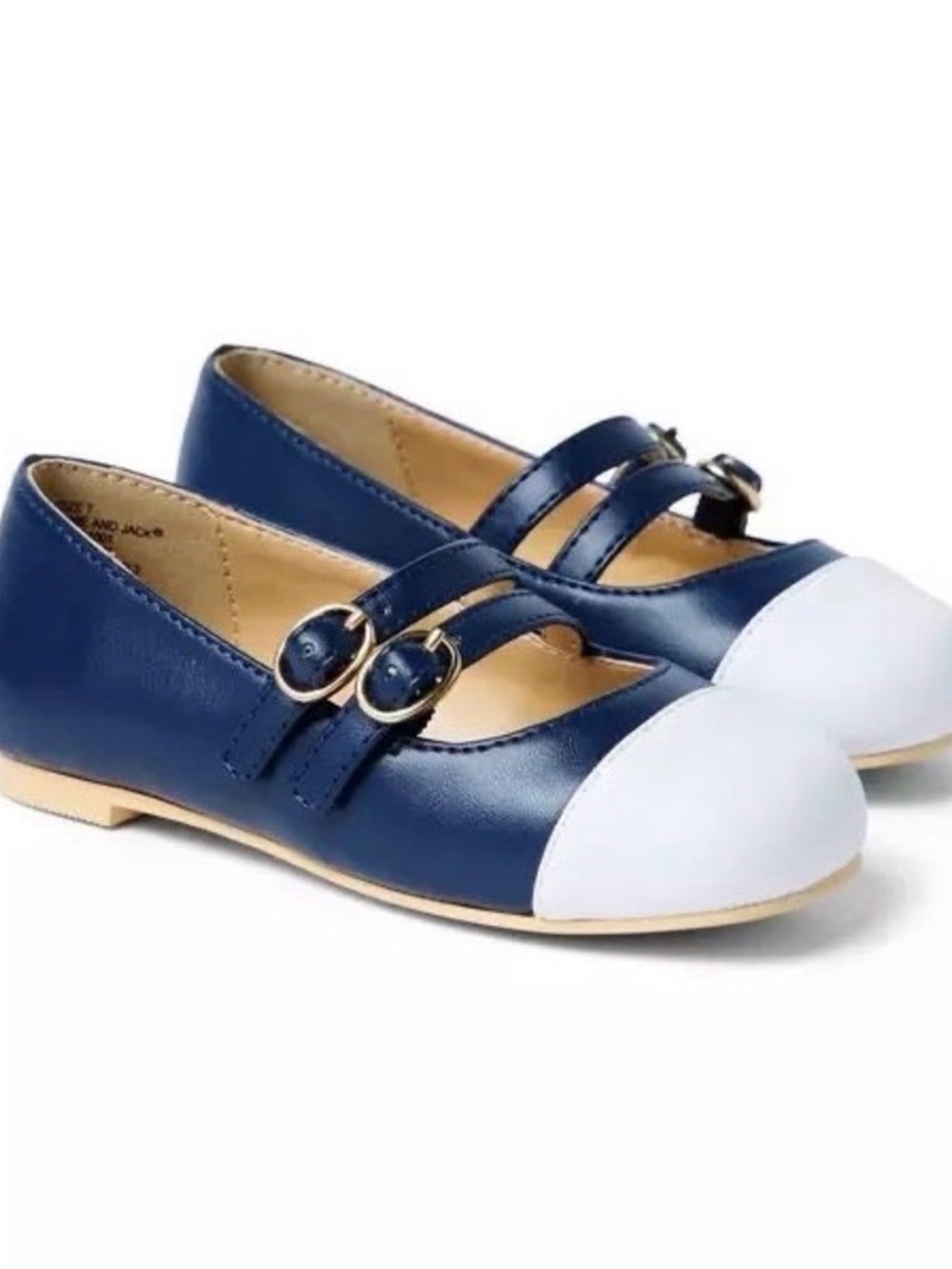 Janie and Jack Navy and White Double-Strap Mary Janes